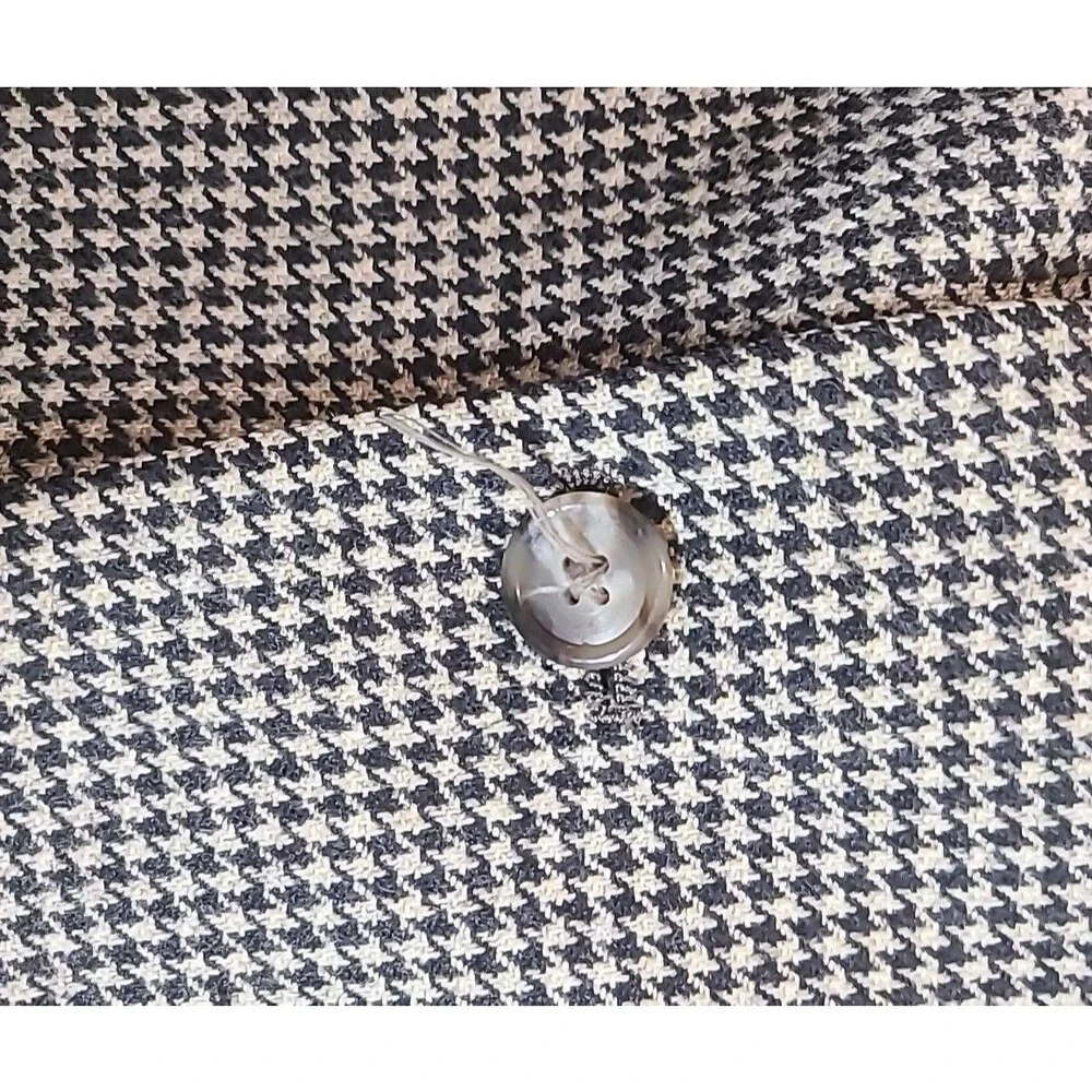 Roundtree & Yorke Men Blazer Sport Coat Suit Jacket Wool Houndstooth Tweed 42L